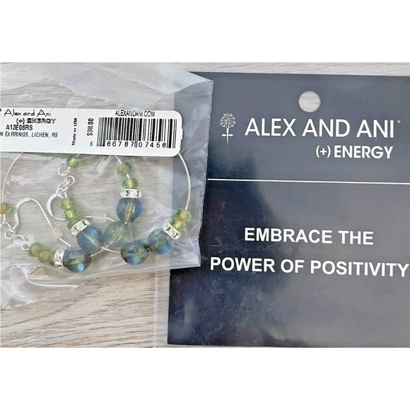 Alex and Ani (+) Energy EDEN Hoop Earrings - Rare - Lichen Silver Tone - $38 - Picture 2 of 3